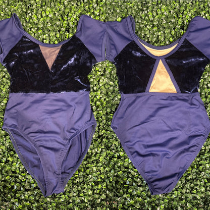 Short Sleeve Leotard with Velvet