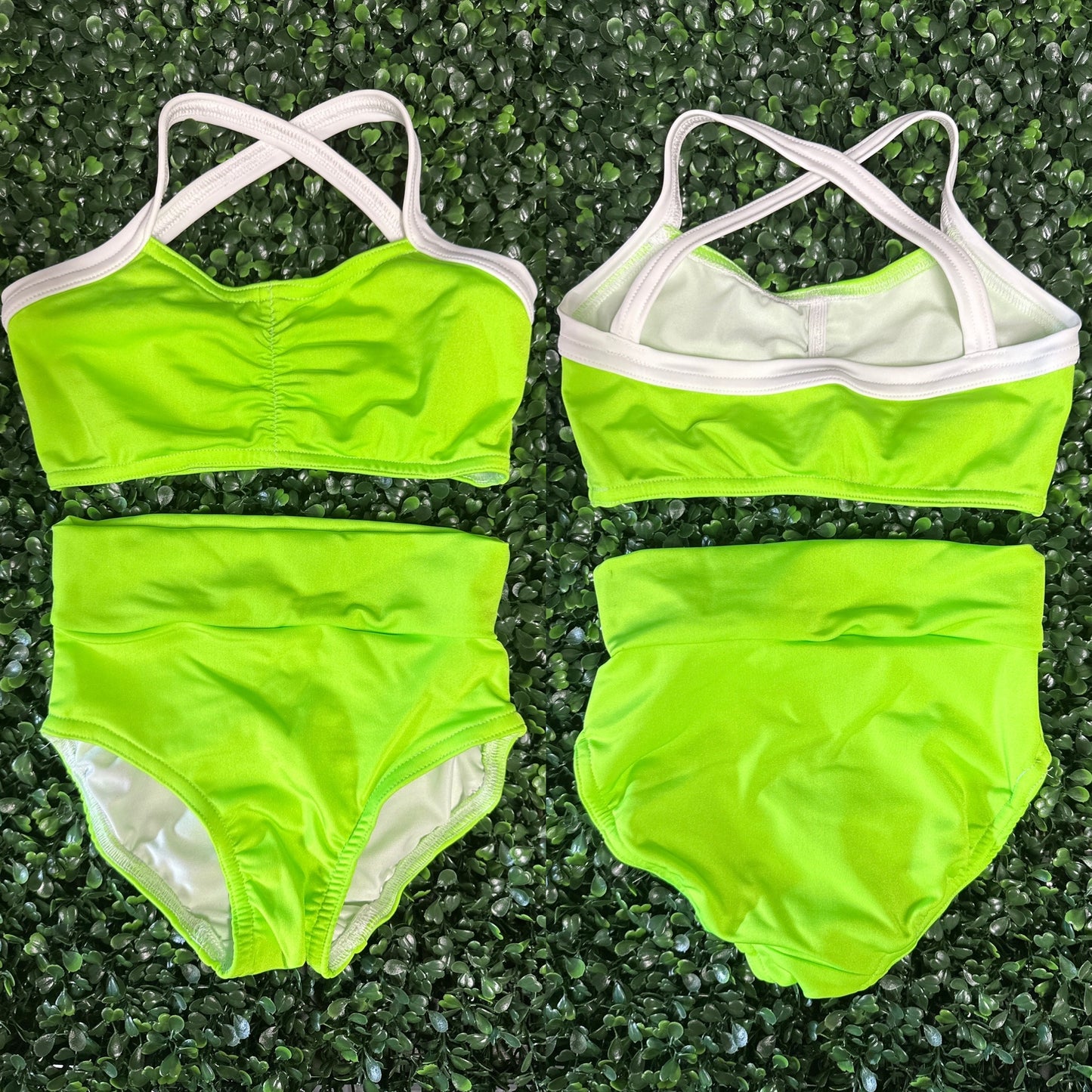 Neon Green Pinch Top Brief Set