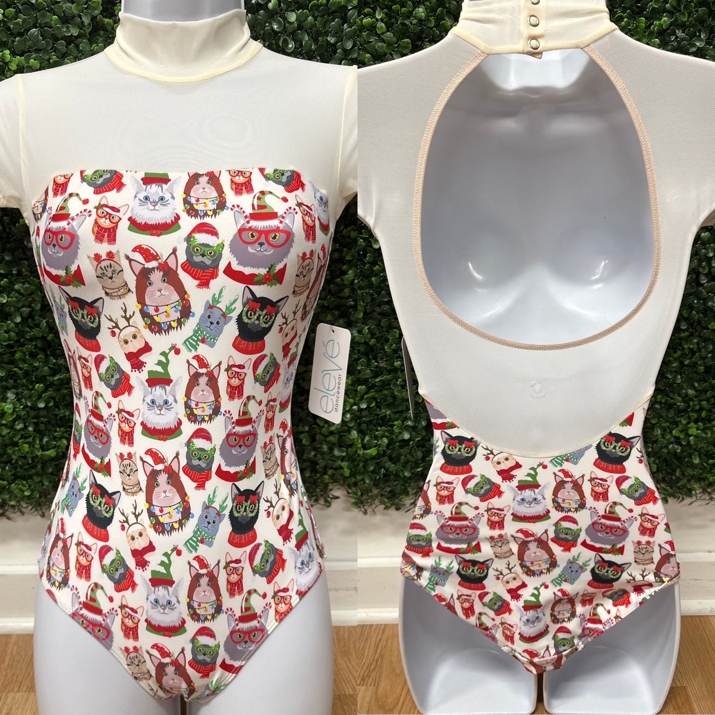 Eleve Elizabeth Cat Lady Christmas Leotard AXS