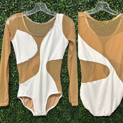 Custom White/Nude Swirl Leotard