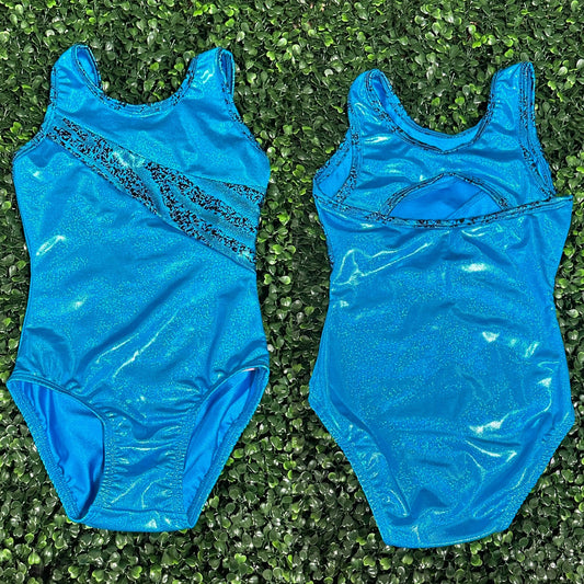 Turquoise w/ Animal Print Trim Leotard