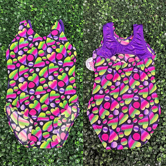 Rainbow Heart Racer Back Leotard