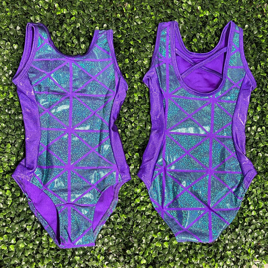 Puple w/ Green Color Block Leotard