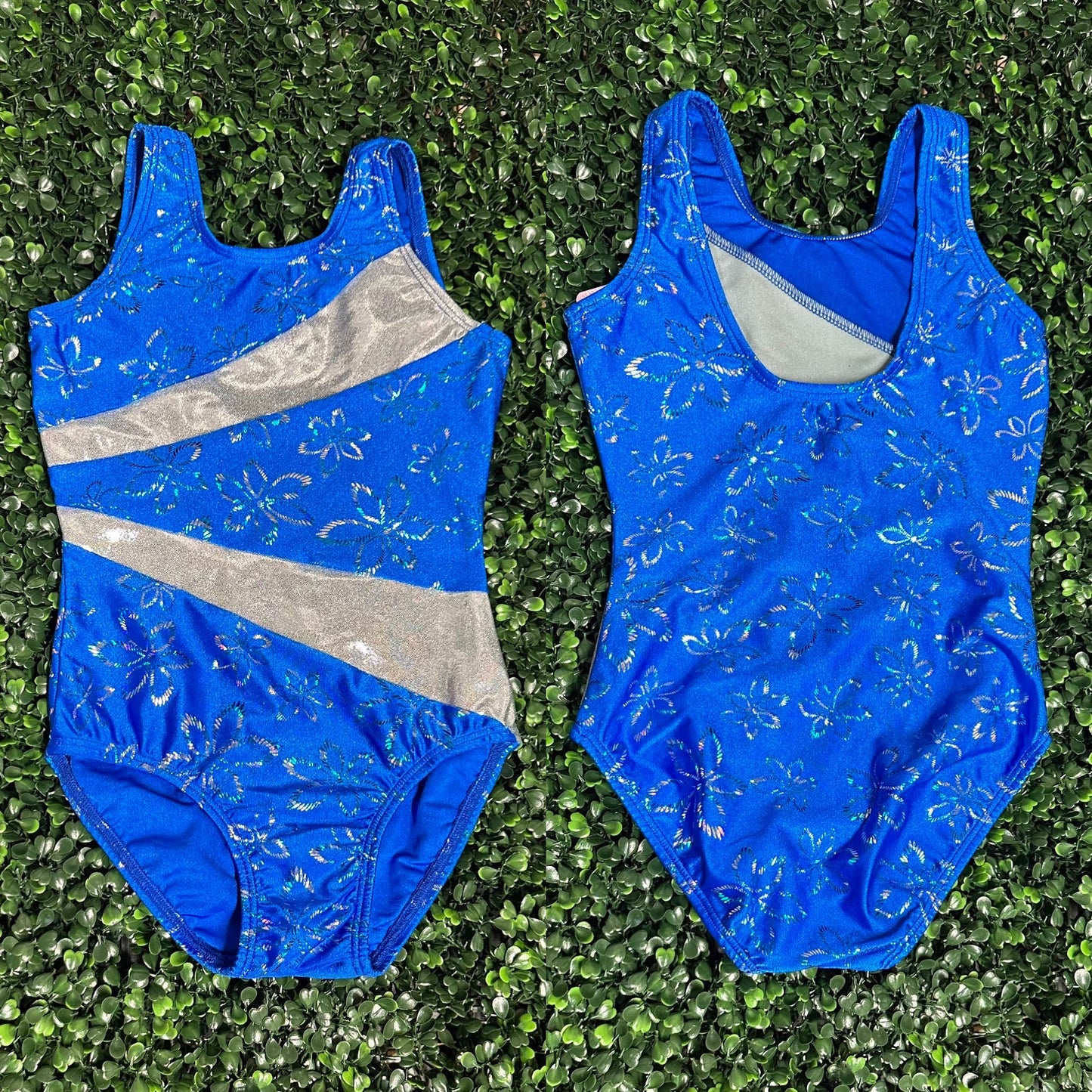 Blue Tank w/ Foil Flower Leotard
