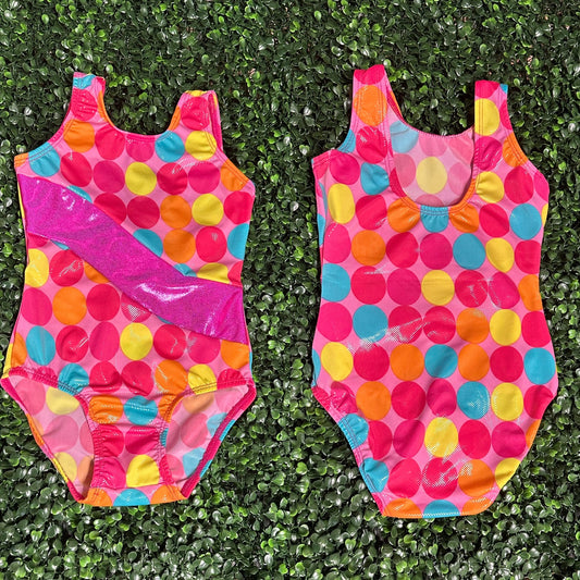 Pink Curve with Multi Dot Leotard