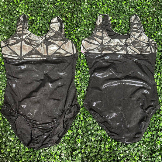 Silver Color Block Leotard