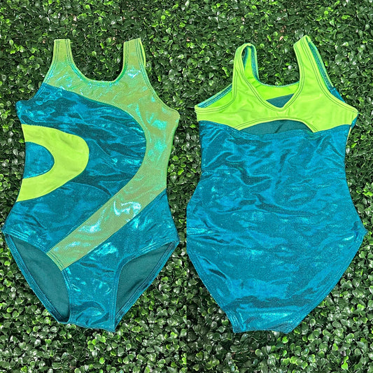 Teal & Neon Green Leotard