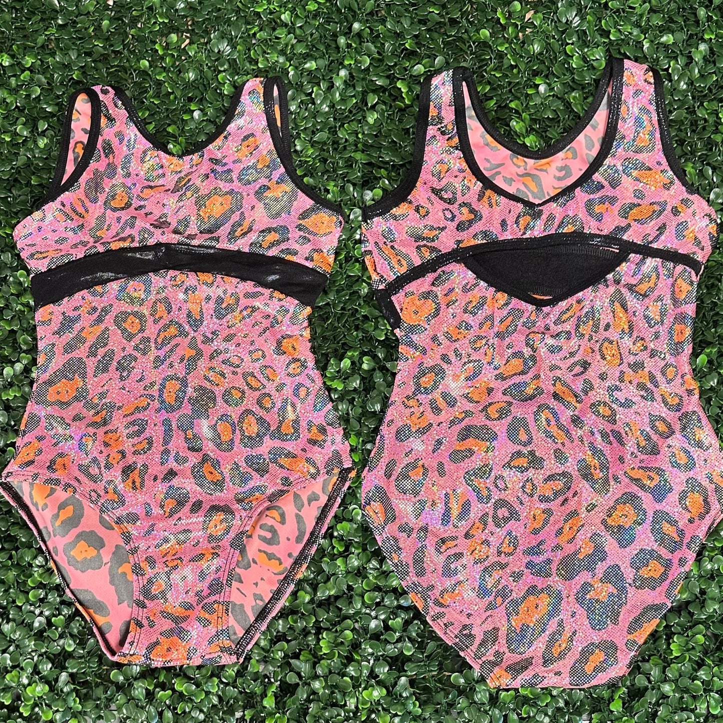 Pink & Orange Leopard Leotard