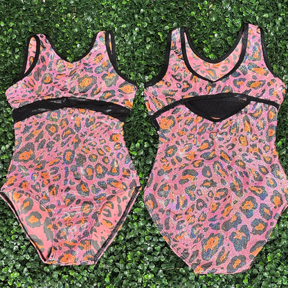 Pink & Orange Leopard Leotard