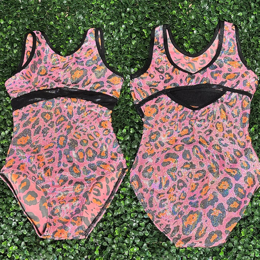 Pink & Orange Leopard Leotard