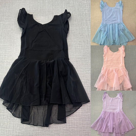 Mesh Cap Sleeve Skirted Leotard