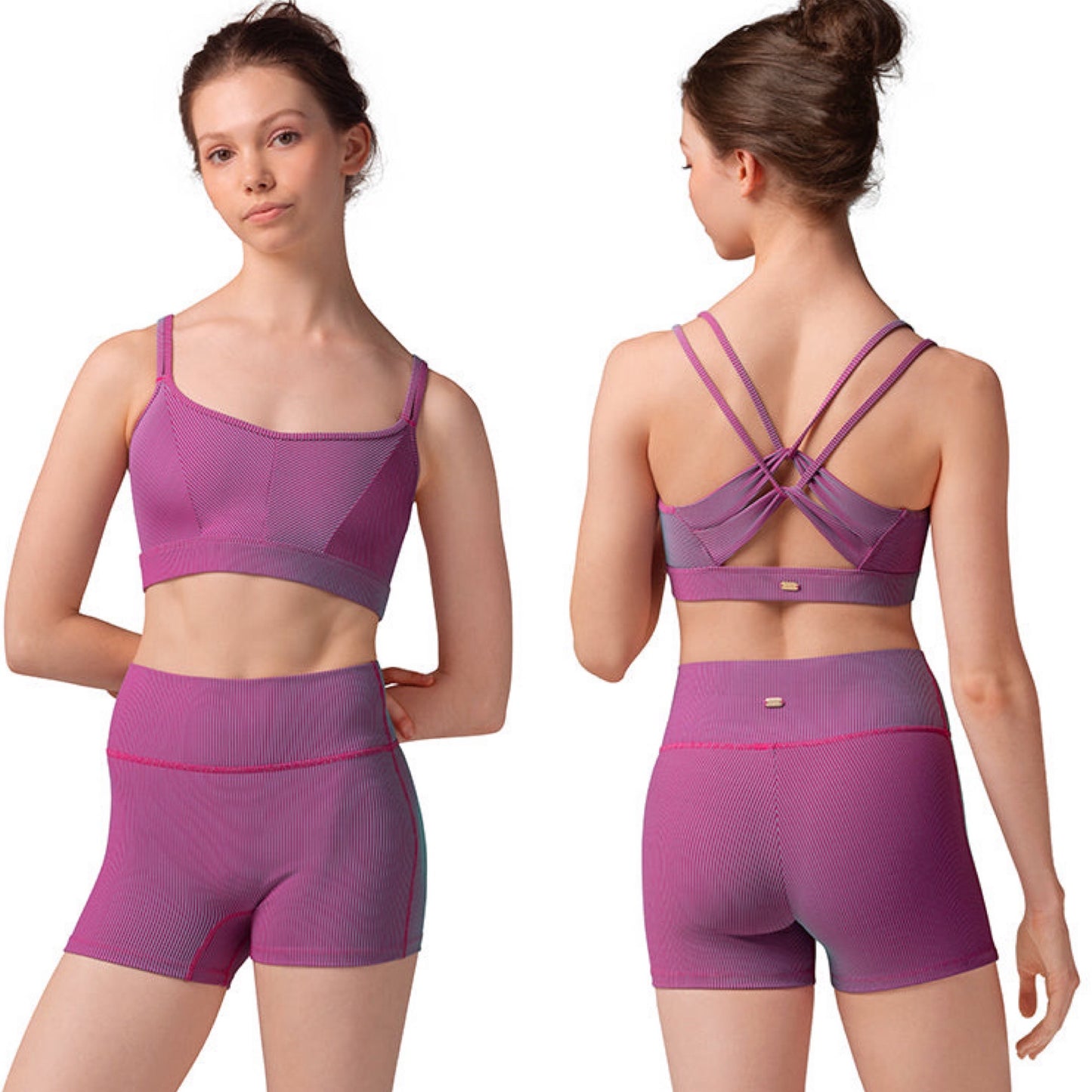Striped Criss Cross Bra Top & High Waist Short Set