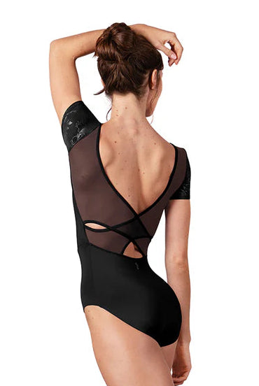 Cap Sleeve Mesh Cross Back Leotard #20006