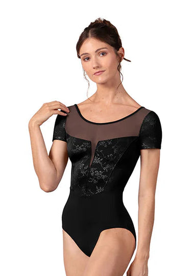 Cap Sleeve Mesh Cross Back Leotard #20006