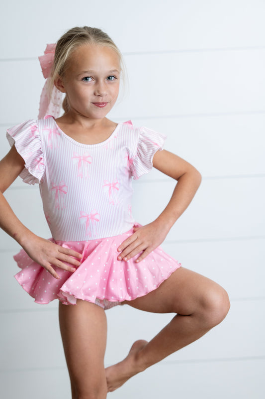 Pink Bow Skirted Leotard
