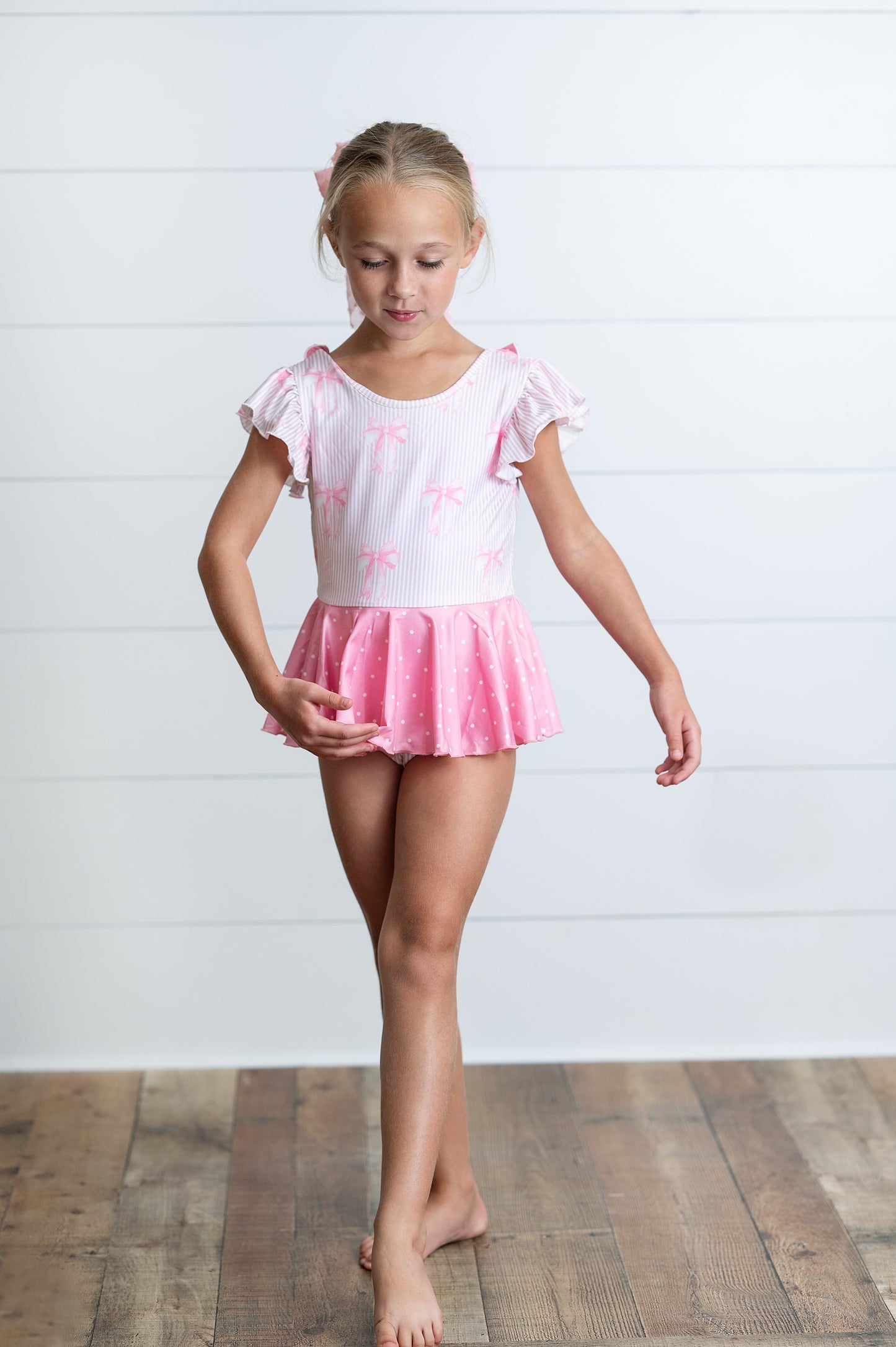 Pink Bow Skirted Leotard