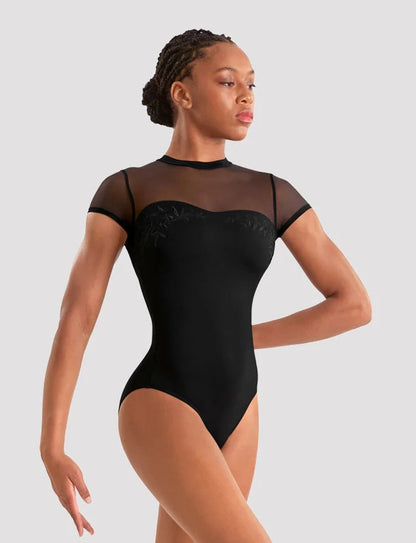 Floral Cap Mesh Sleeve Leotard #20011