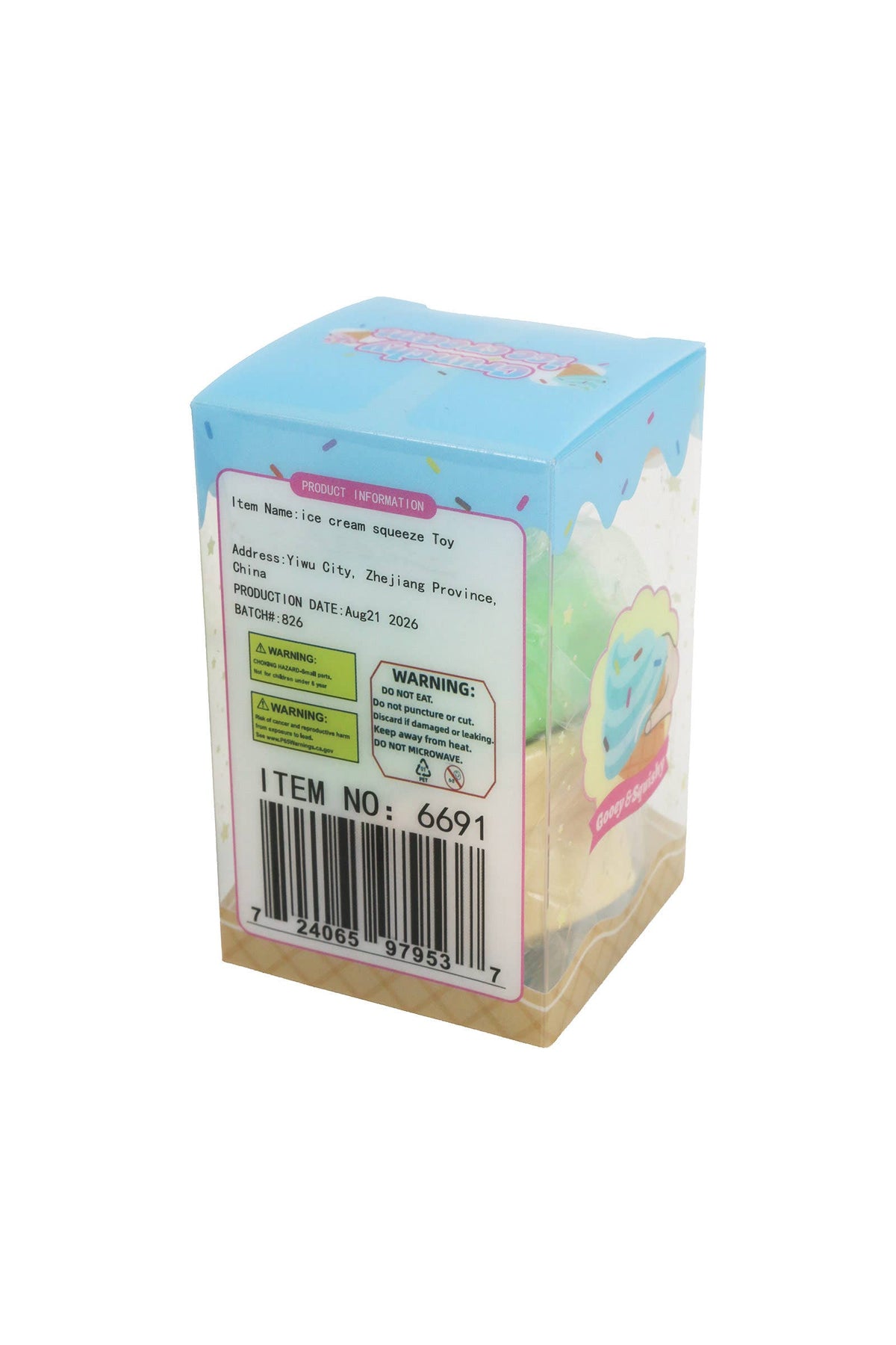 Ice Cream Cone Crunchy Bead Slime Filled TPR Squishy