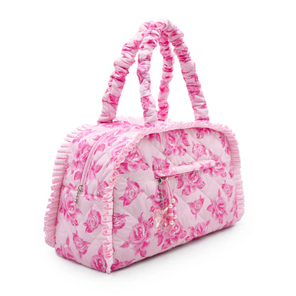 Quilted Rose Printed Medium Duffle Bag