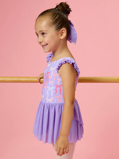 Girls Rosy Ribbons Flutter Sleeve Dance & Gymnastics Leotard