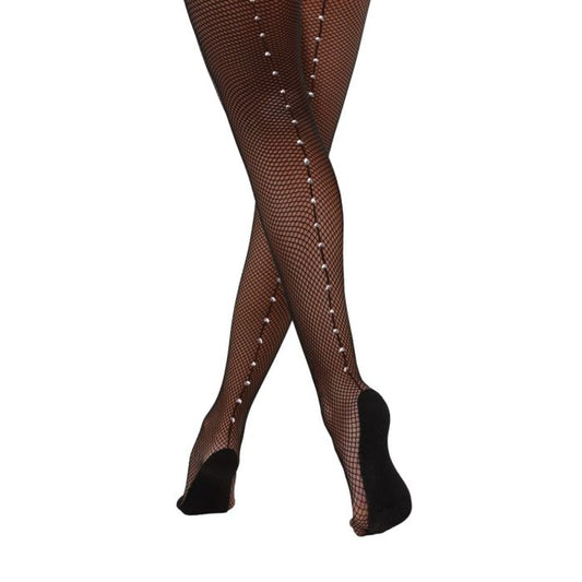 Rhinestone Professional Backseam Fishnet Tights