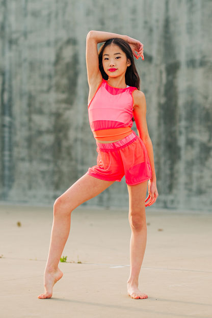Flow Shorts - Bright Coral Mesh