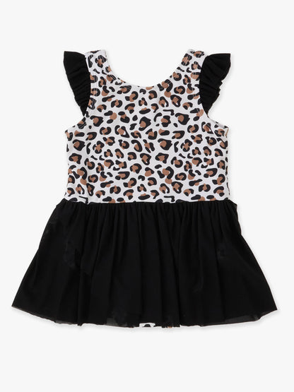 Girls Classic Leopard Flutter Sleeve Dance & Gymnastics Leotard