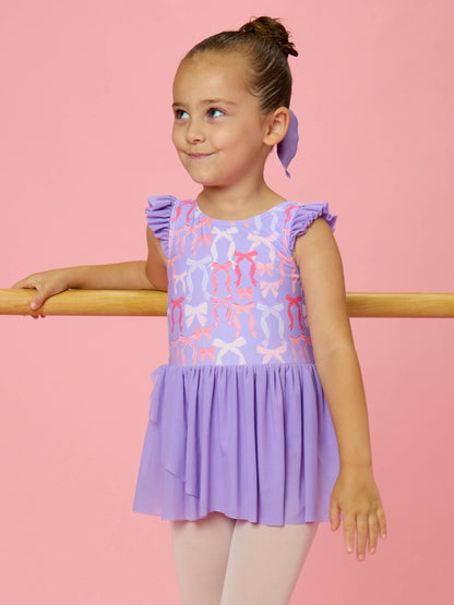 Girls Rosy Ribbons Flutter Sleeve Dance & Gymnastics Leotard