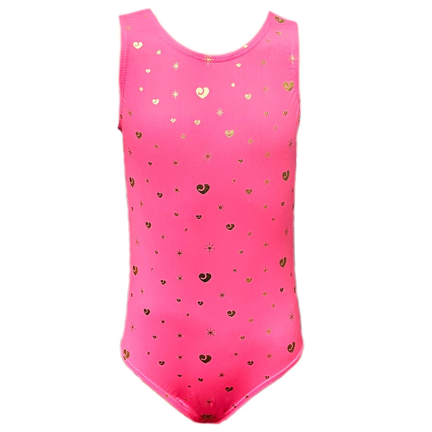 Pink Leotard w/ Gold Hearts