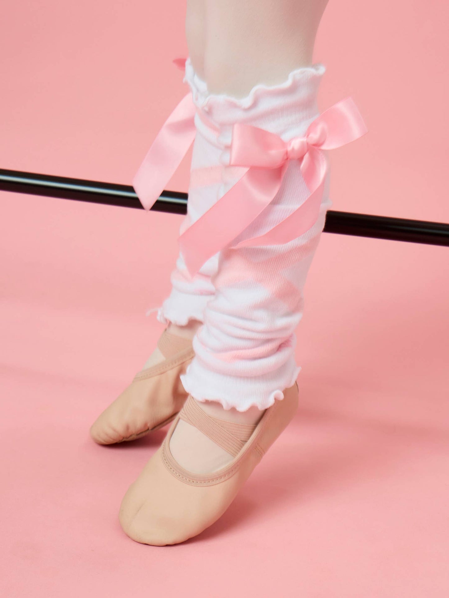 Girls White Ballet Bow Leg Warmers