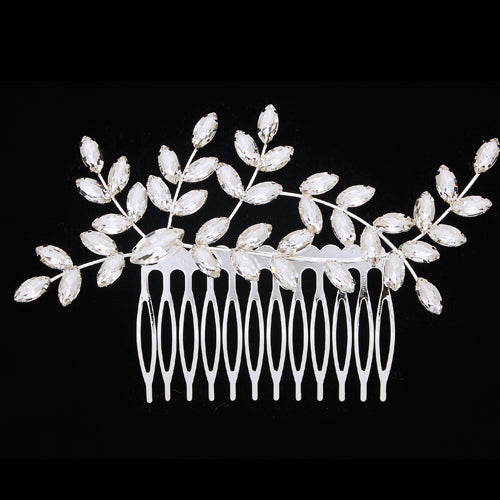 Rhinestone Leaves Hair Comb