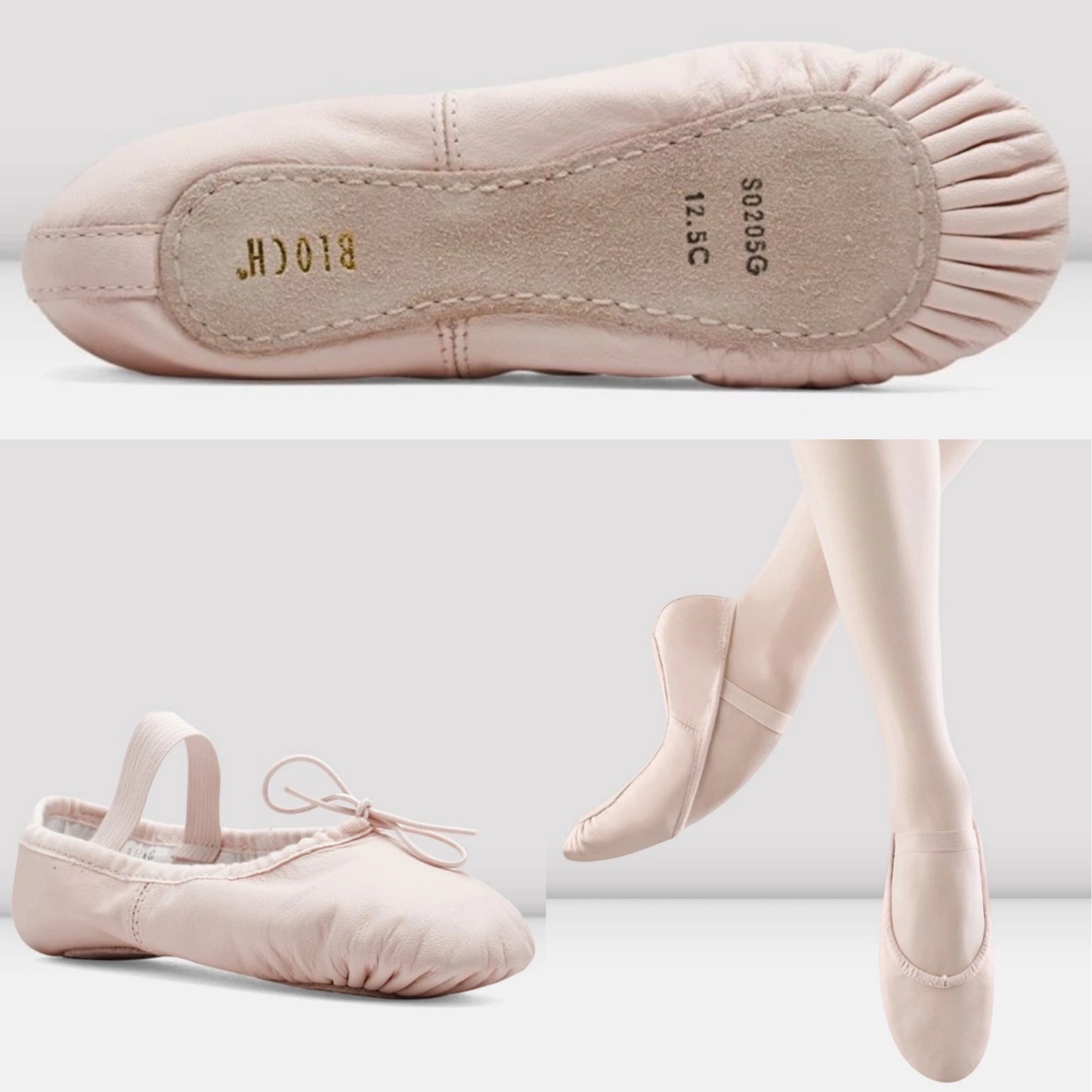 Sale Bloch Dansoft Leather Full Sole Ballet Shoes #205- Theatrical Pink