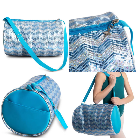 Blue Chevron Barrel Bag