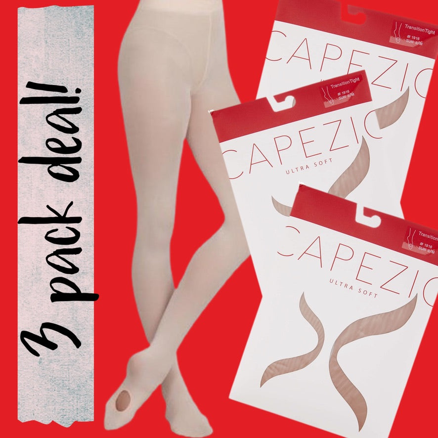 Capezio Ball Pink Ultra Soft Convertible Tights: 3 Pack Deal