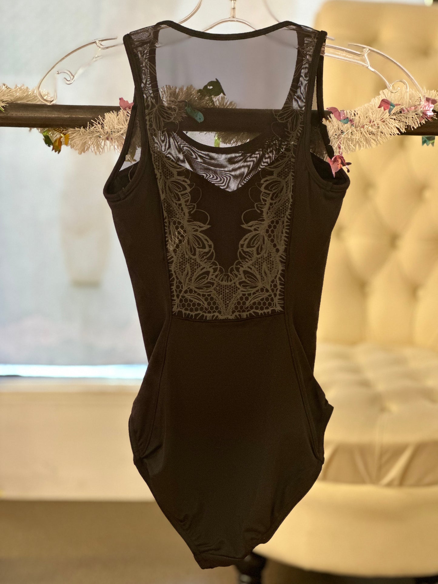Large Adult Lace Print Tank Leotard #L4155