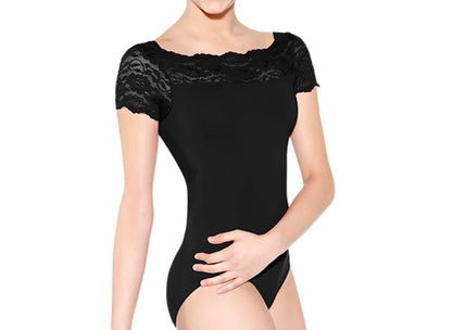 Matilda Lace Leotard: Black