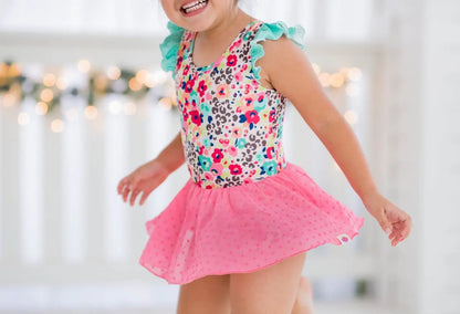 2T Leopard Floral Skirt Leotard