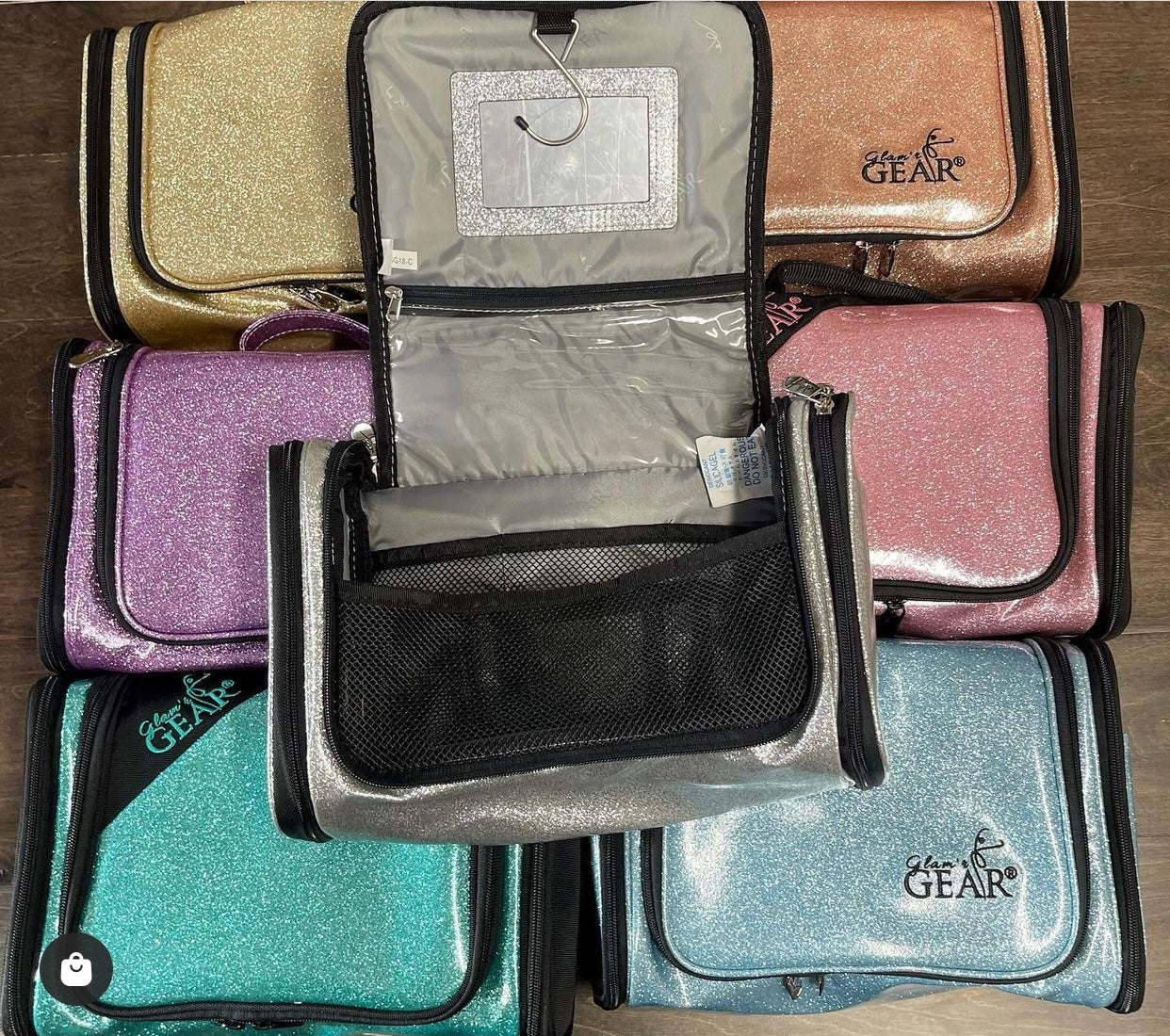 Glam'r Gear Hanging Travel Cosmetics Makeup Bag Gold